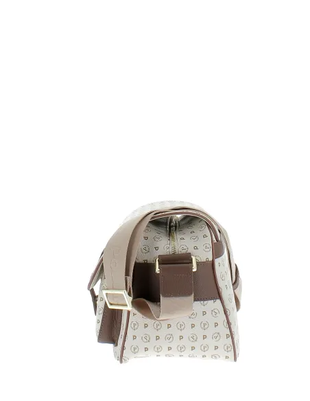 Borsa donna a tracolla con pattina Pollini heritage avorio-marrone