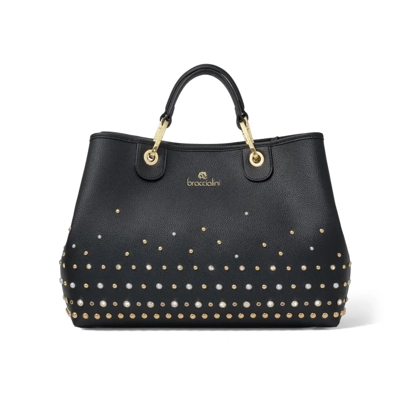 Damen-Tasche mit zwei Griffen Braccialini Jewels, schwarz