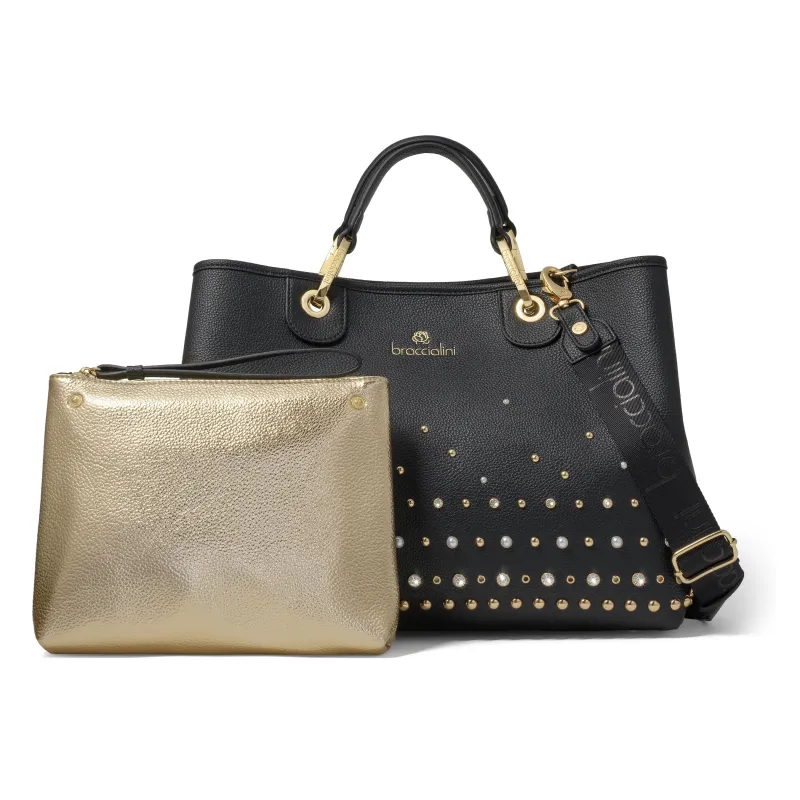 Damen-Tasche mit zwei Griffen Braccialini Jewels, schwarz 2