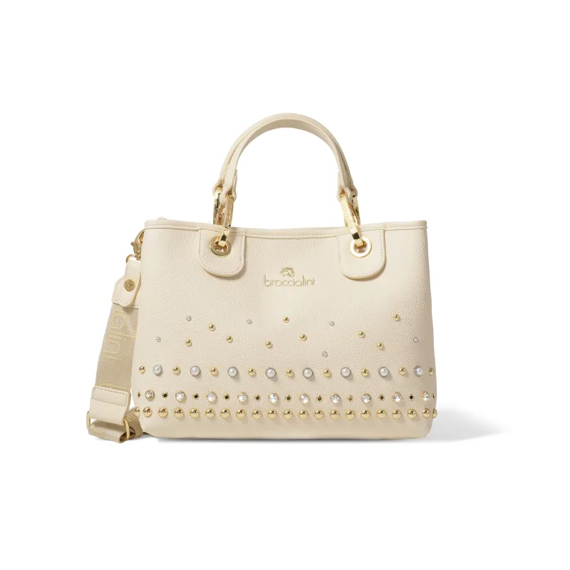 Braccialini Jewels small two-handled women's bag, beige