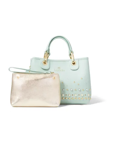 Borsa due manici media con borchie e...