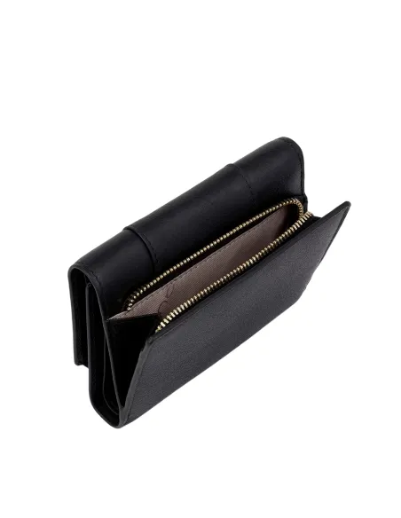 Piquadro Circle Small size, women's trifold wallet with credit card facility, black