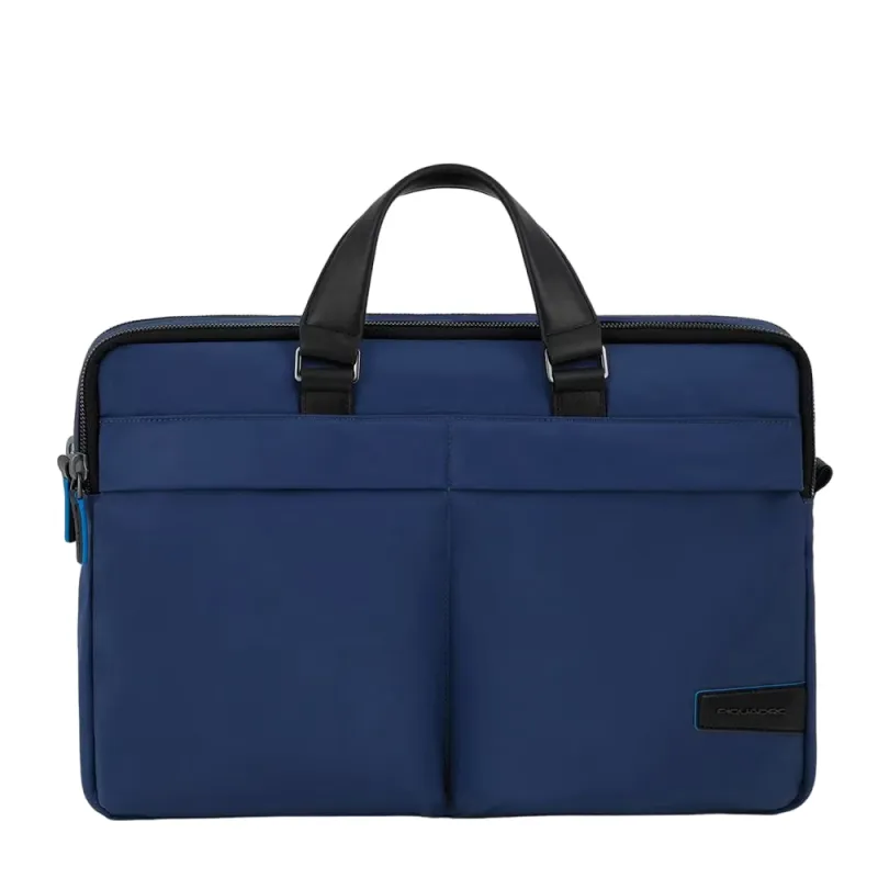 Cartella Piquadro a due scomparti con porta pc da 15,6 blu