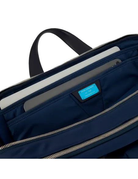 Piquadro Ryan Laptoptasche aus rezykliertem Stoff mit iPad®Pro 12,9"-Fach, blau