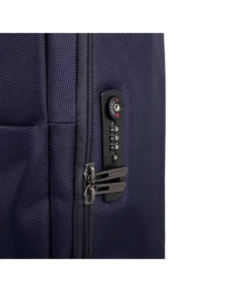 Piquadro Brief2 Trolley in Handgepäckgröße aus rezykliertem Stoff mit vier Rollen, blau