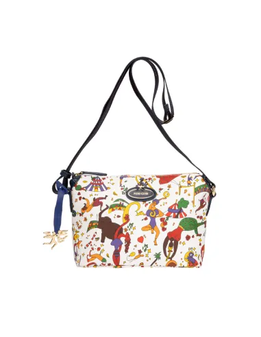 Borsa donna a tracolla Piero Guidi Magic Circus bianco blu