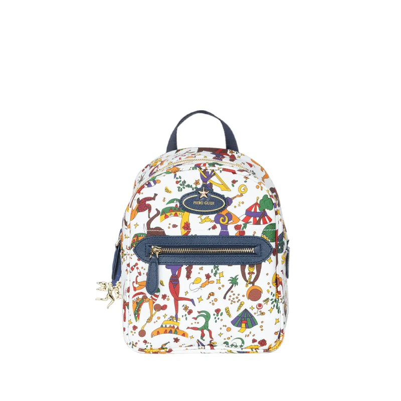 Piero Guidi Magic Circus small women's backpack, white-blue