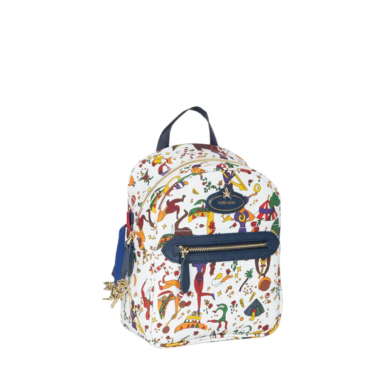 Piero Guidi Magic Circus Kleiner Damen-Rucksack, weiß-blau 2