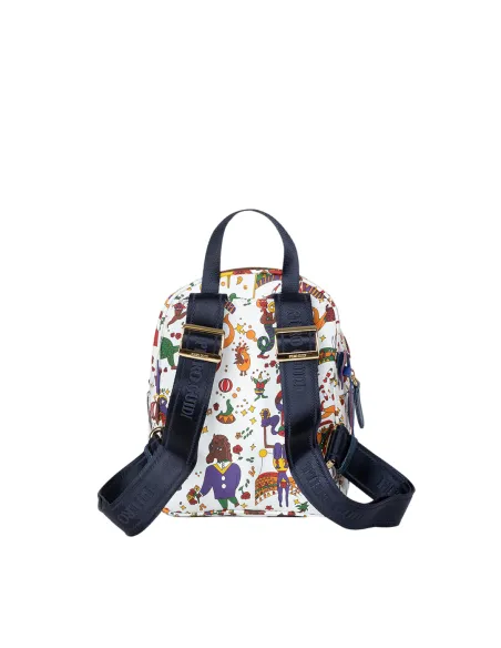 Piero Guidi Magic Circus small women's backpack, white-blue