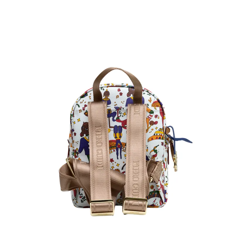 Zainetto donna Piero Guidi Magic Circus bianco-cuoio 2