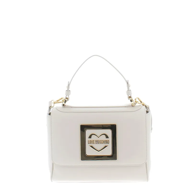 Borsa un manico con pattina Love Moschino avorio