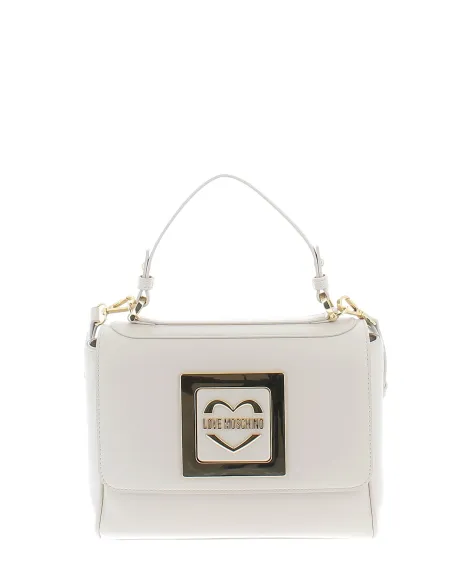 Love Moschino women's bag with one handle and removable shoulder strap, ivory