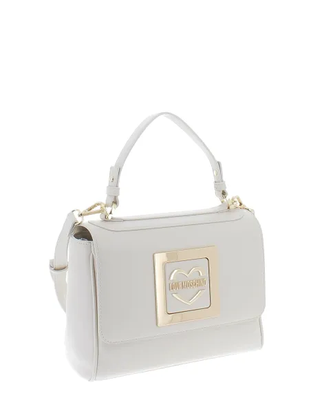 Love Moschino women's bag with one handle and removable shoulder strap, ivory