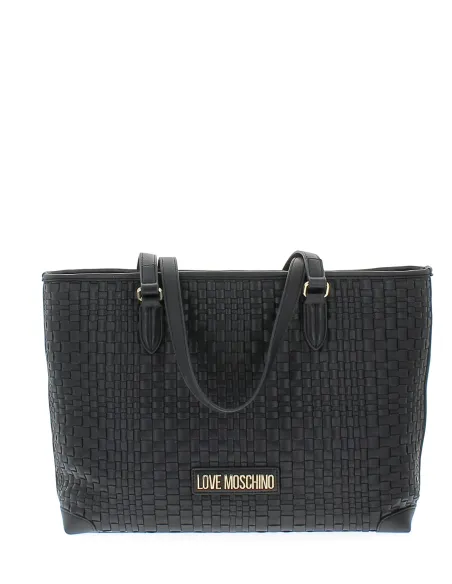 Love Moschino gewebte Einkaufstasche, schwarz