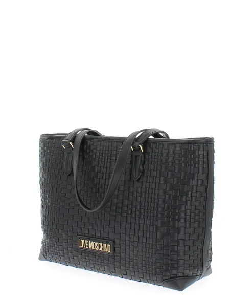 Love Moschino gewebte Einkaufstasche, schwarz