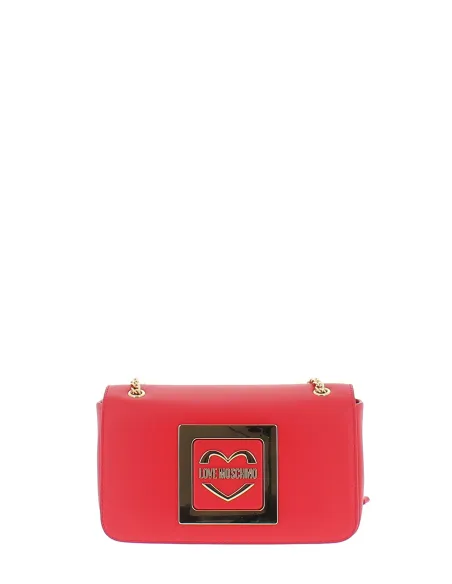 Love Moschino Clutch bag with sliding chain shoulder strap, red