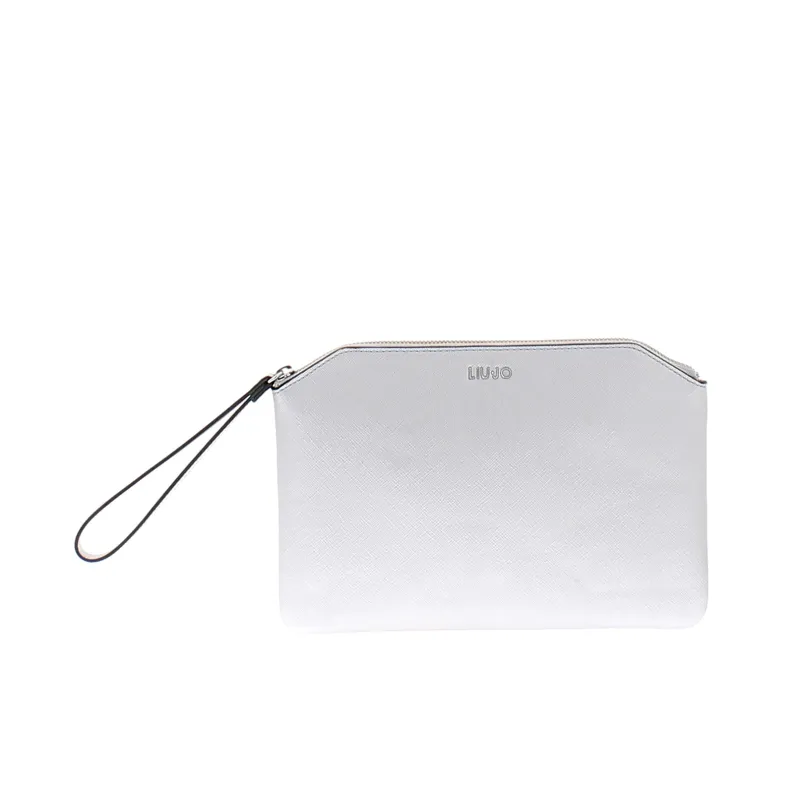 Liu Jo slim clutch with handle, silver