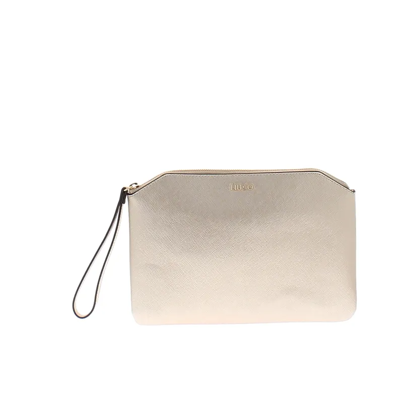 Liu Jo slim clutch with handle, light gold