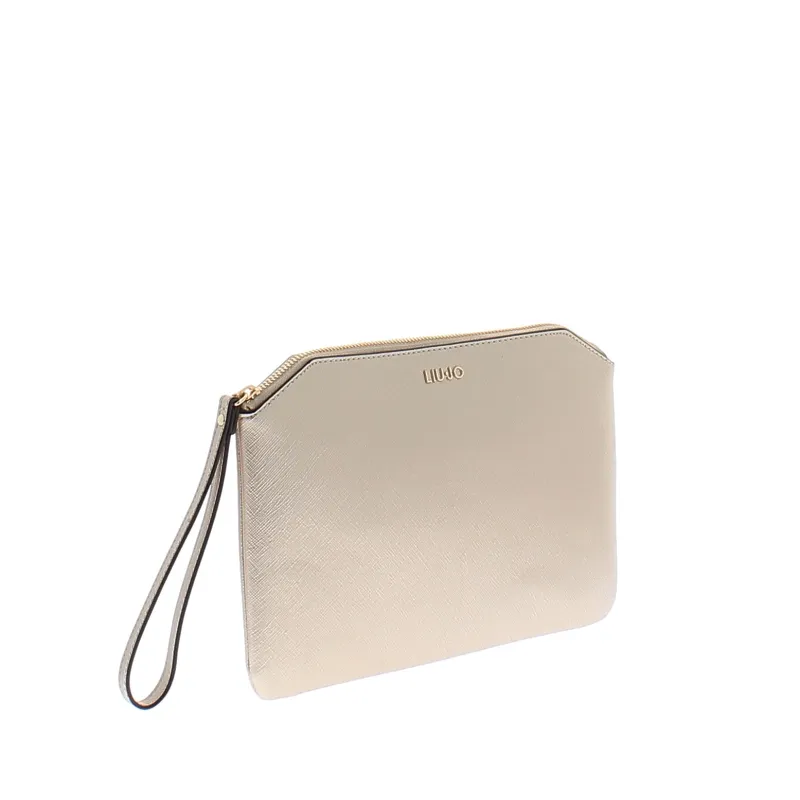 Liu Jo slim clutch with handle, light gold 2