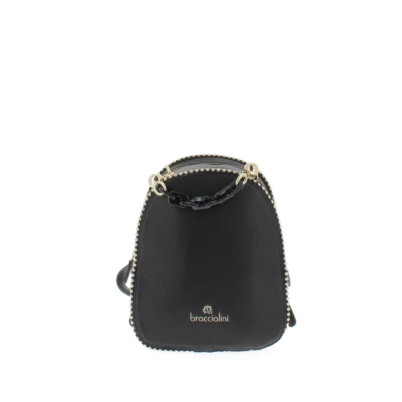 Damen-Rucksack mit zwei Fächern Braccialini Chain, schwarz