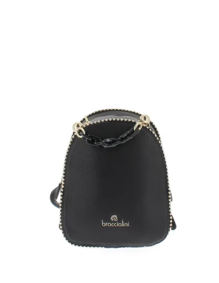 Damen-Rucksack mit zwei Fächern Braccialini Chain, schwarz