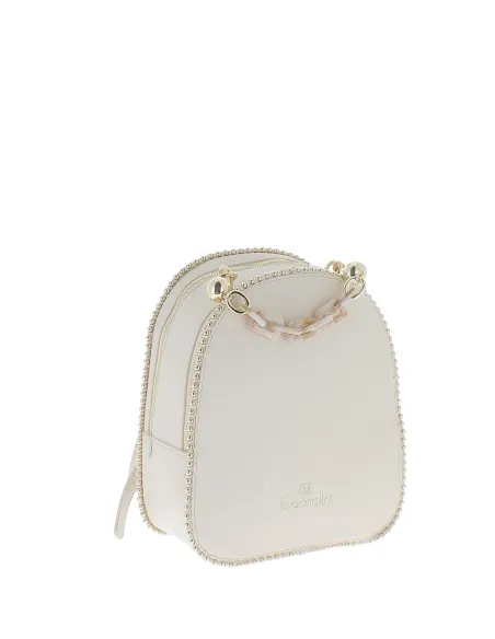 Damen-Rucksack mit zwei Fächern Braccialini Chain, beige