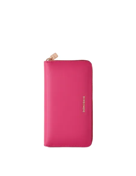 Borbonese Women's leather wallet with zip fastener, dragon fruit