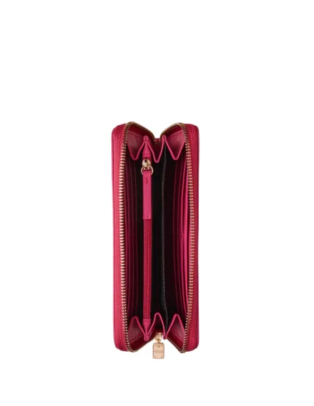 Borbonese Women's leather wallet with zip fastener, dragon fruit