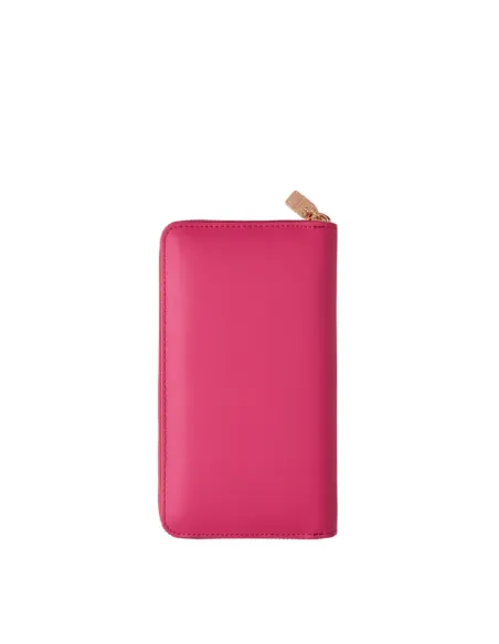 Portafogli donna in pelle Borbonese con cerniera fuxia