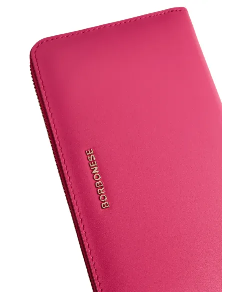 Borbonese Women's leather wallet with zip fastener, dragon fruit