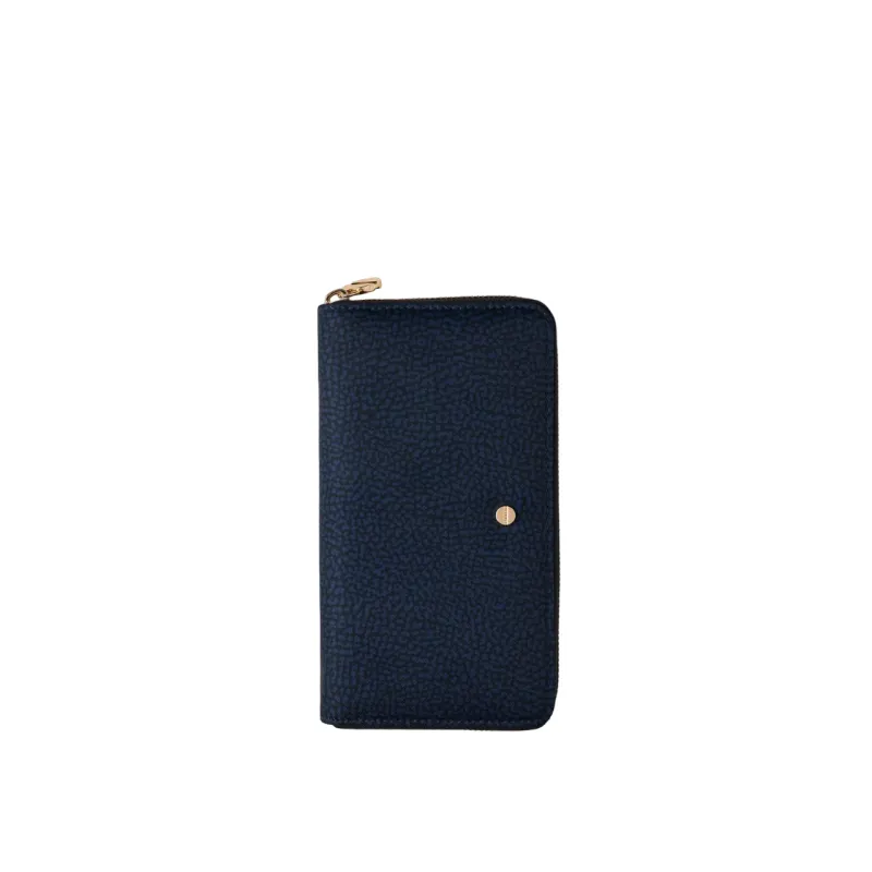 Borbonese Large zipped women's wallet blue