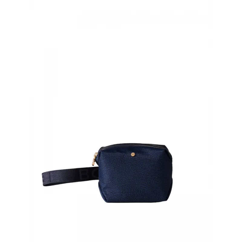 Borbonese Kosmetiktasche mit Seitengriff blau