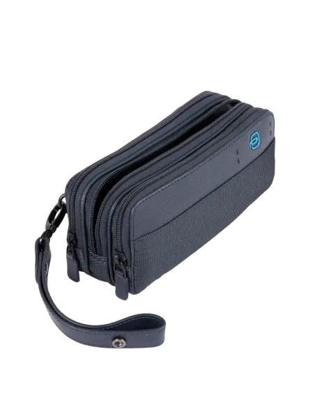 Case in fabric and leather with three dividers P16 black