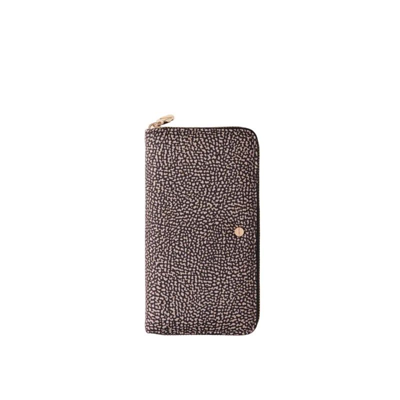 Borbonese Large zipped women's wallet OP Natural-Black