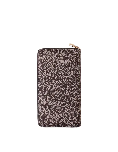 Borbonese Large zipped women's wallet OP Natural-Black