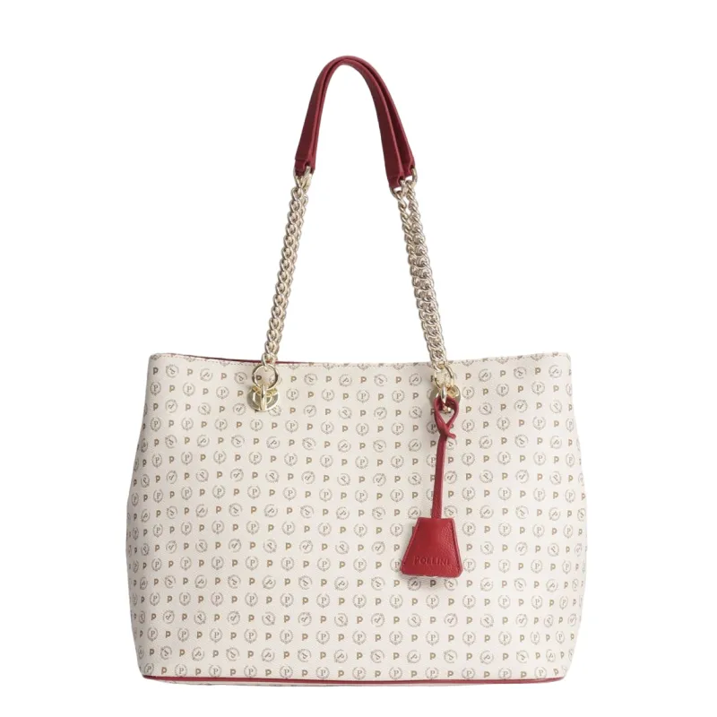 Pollini Heritage Damen-Einkaufstasche elfenbein-rot