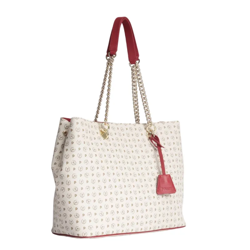 Pollini Heritage Damen-Einkaufstasche elfenbein-rot 2