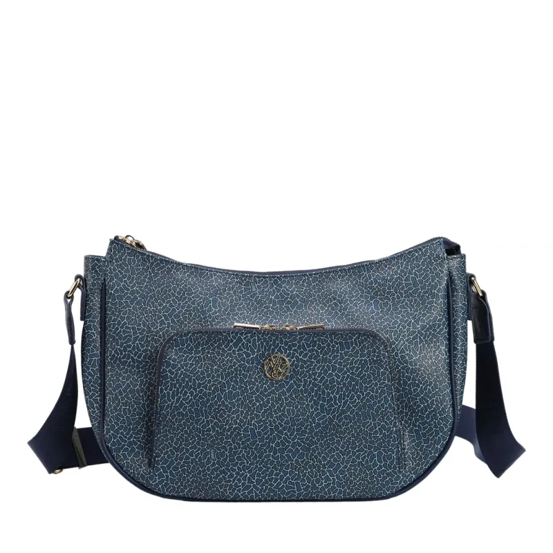 Borsa a tracolla con tasca esterna Ynot Lux, blue