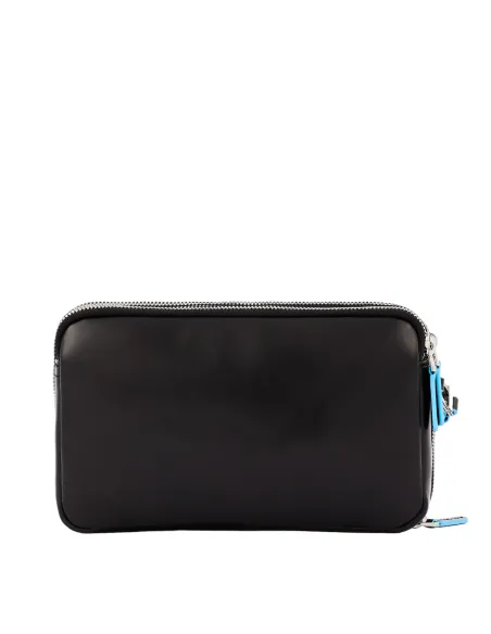 Piquadro Clutch bag with three compartments with zip fastening, black