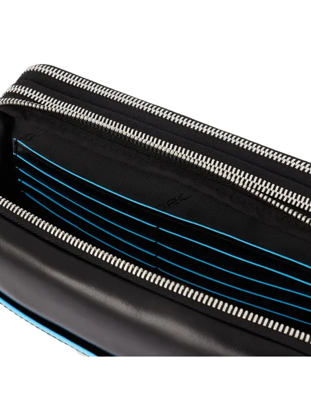 Piquadro Clutch bag with three compartments with zip fastening, black