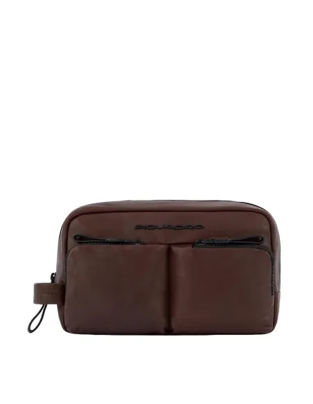 Necessaire da viaggio in pelle Piquadro Harper, marrone