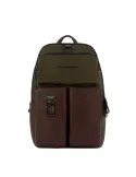 Piquadro Harper Computer backpack with three compartments, green-dark brown
