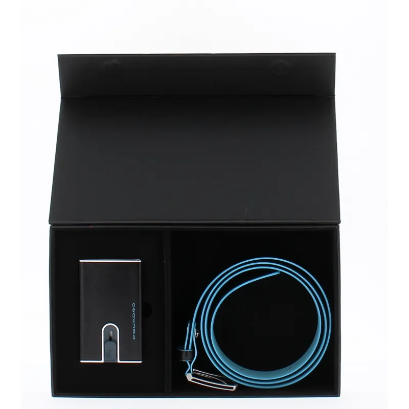 Gift box with men's belt and credit card holder with... 2