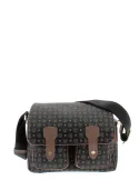Borsa donna a tracolla con pattina Pollini heritage nero-marrone