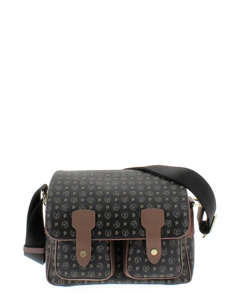 Pollini Heritage Mittlere Reporter-Tasche, schwarz-braun