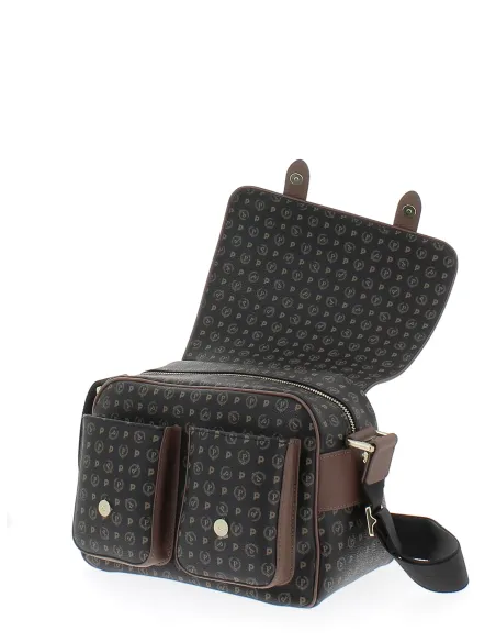 Pollini Heritage Mittlere Reporter-Tasche, schwarz-braun