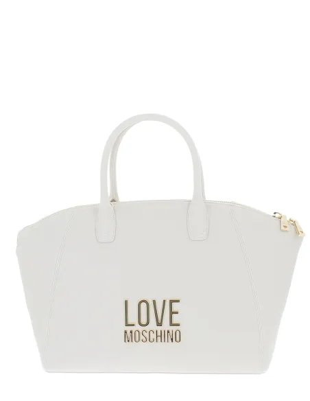 Love Moschino Damen-Einkaufstasche mit zwei Henkeln, elfenbeinfarben