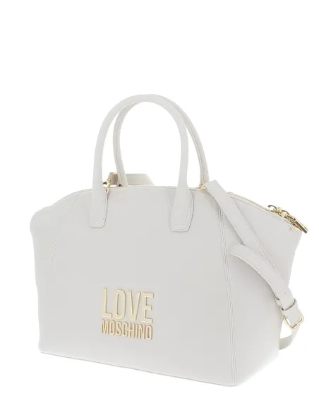 Love Moschino Women's shopping bag with two handles, ivory