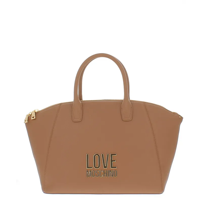 Love Moschino Women's shopping bag with two handles, camel