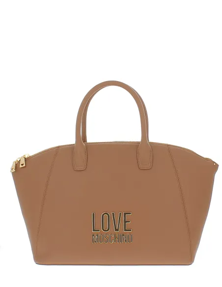 Love Moschino Women's shopping bag with two handles, camel